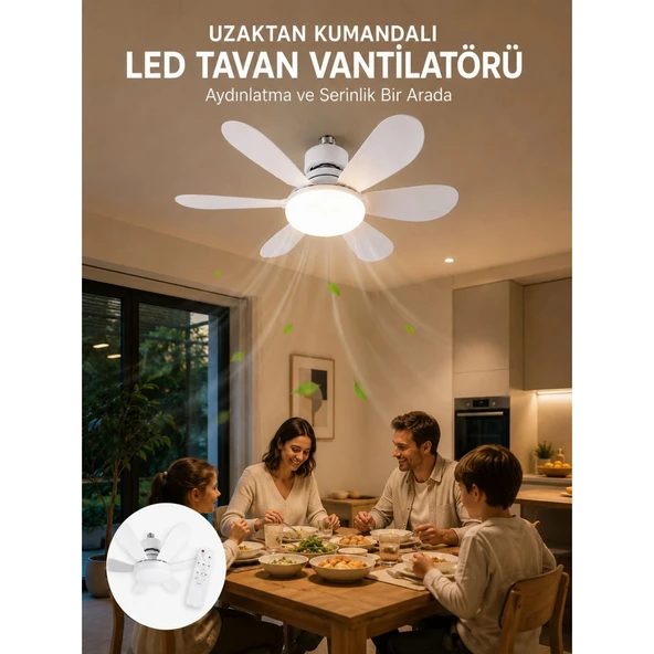 Ayarlanabilir Parlaklık Özellikli LED Tavan Vantilatörü Süper Sessiz Motor Teknolojisi ve Güçlü Hava Akışı ürün görseli 1