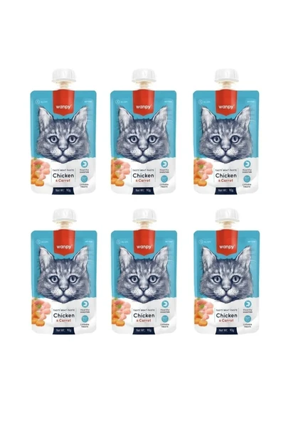Wanpy Tavuk Havuç Kedi Et Ezmesi 90 Gr X 6 ürün görseli 1