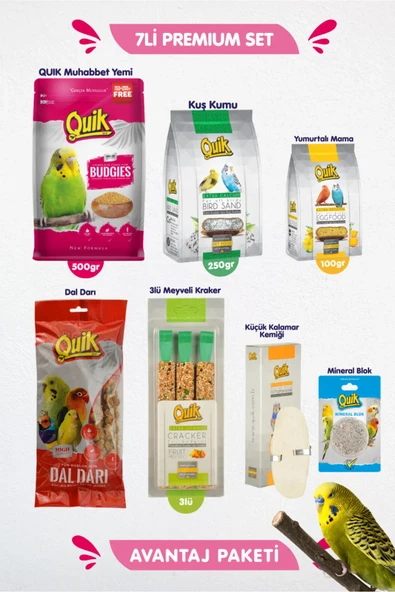 Quik  7li Set - Muhabbet Kuşu Besin Vitamin Bakım Başlangıç Seti ürün görseli 1