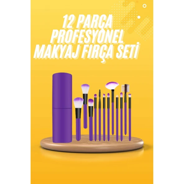 12 Parça Makyaj Fırçası Yumuşak Kıllı Profesyonel Fırça Seti Yüksek Kaliteli Pürüzsüz ürün görseli 1