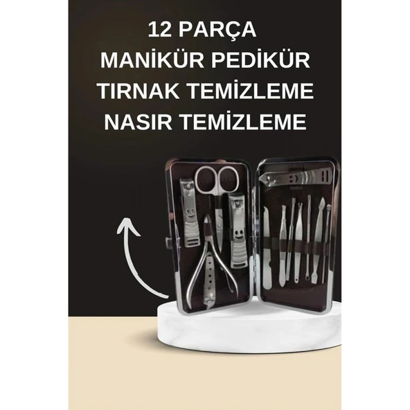 Elektrikli Manikür Pedikür Seti İkili Set 12 Parça Tırnak Bakımı Törpü Protez Çıkarma ürün görseli 1