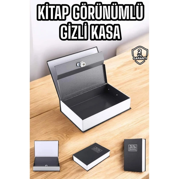 Gizli Kasa İngilizce Sözlüğü Kitap Görünümlü Anahtarlı Gizli Mini Çelik Kasa Kilitli ürün görseli 1