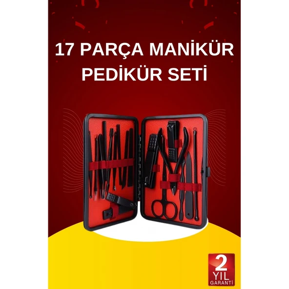 17 Parça El Ayak Bakım Seti Tırnak Temizleme Manikür Pedikür Cımbız Törpü Tırnak Makası ürün görseli 1