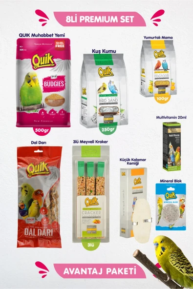 Quik 8li Set - Muhabbet Kuşu Besin Vitamin Başlangıç Seti ürün görseli 1