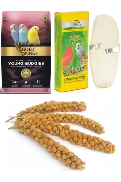 Gold Wings Premium Yavru Muhabbet Kuşu Yemi 1 Kg. Kalamar Kemiği Daldarı ürün görseli 1