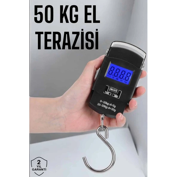 50 Kg El Kantarı Ağırlık Ölçer Dijital Ekranlı Kancalı Portatif ürün görseli 1