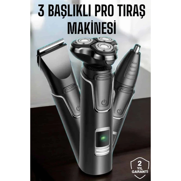 Yüksek Performanslı 3 Başlıklı Profesyonel Tıraş Makinesi ürün görseli 1