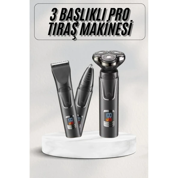 Yüksek Performanslı 3 Başlıklı Profesyonel Şarjlı Islak ve Kuru Kullanıma Uygun ürün görseli 1