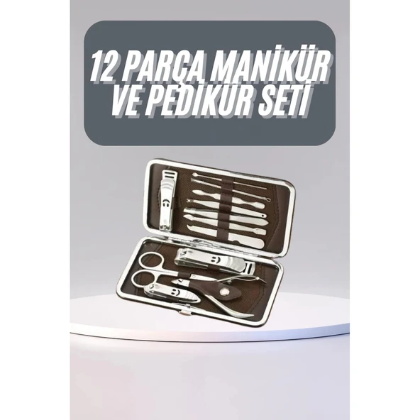 12 Parça Manikür Pedikür Seti Tırnak Bakımı Nasır Temizleme El Ayak Bakımı ürün görseli 1