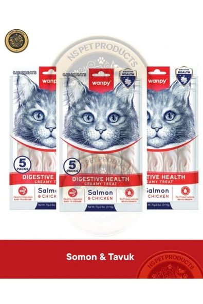 Wanpy Kedi Ödül Krema Digestive Health Somon Tavuk X 3 ürün görseli 1