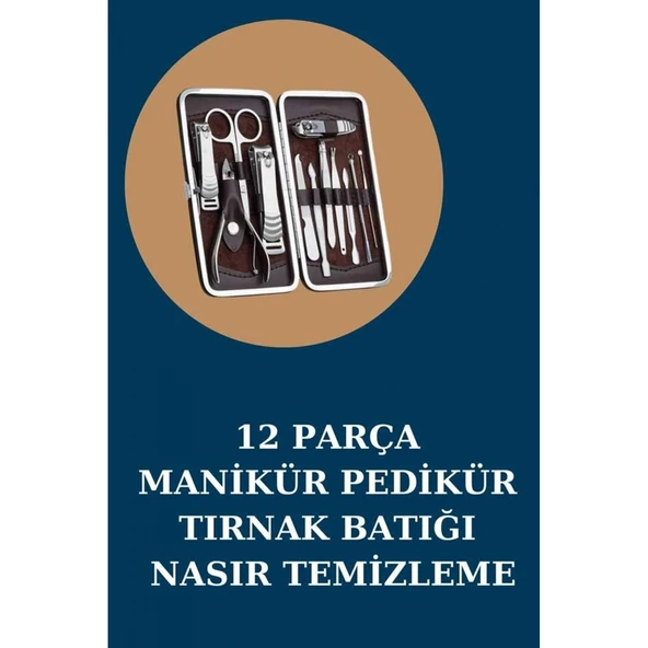 12 Parça Manikür Pedikür Seti Özel Deri Çanta El Ayak Bakımı Akne ve Sivilce Temizleme ürün görseli 1