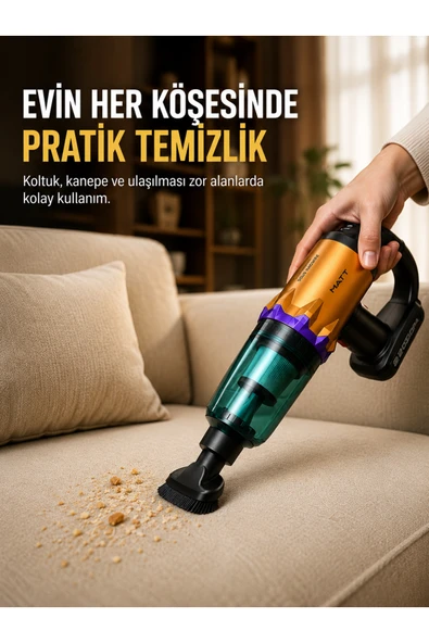 Taşınabilir Kablosuz El Süpürgesi Araç ve Ev Temizliğine Uygun ürün görseli 1