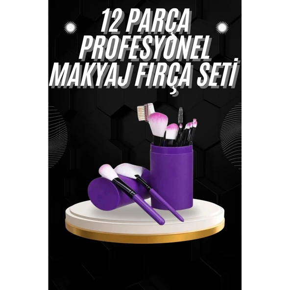 12 Parça Profesyonel Makyaj Fırçası Far Fırçası Allık Fırçası Yumuşak Kıllı ürün görseli 1