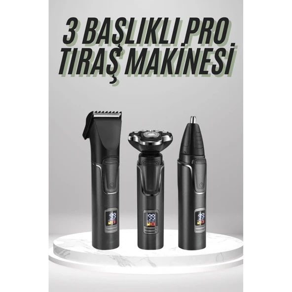Dijital Göstergeli 3 Başlıklı Tıraş Makinesi Islak Kuru Lazer Öncesi Günlük ürün görseli 1