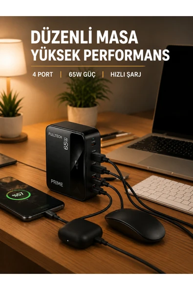 USB-A ve USB-C Girişli Çoklu Şarj Cihazı ürün görseli 1