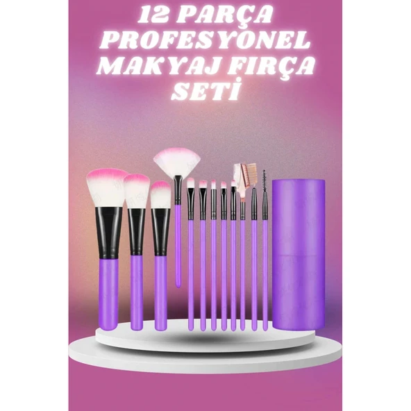 12 Parça Profesyonel Makyaj Seti Yumuşak Kıllı Yüz ve Göz Makyajına Uygun ürün görseli 1