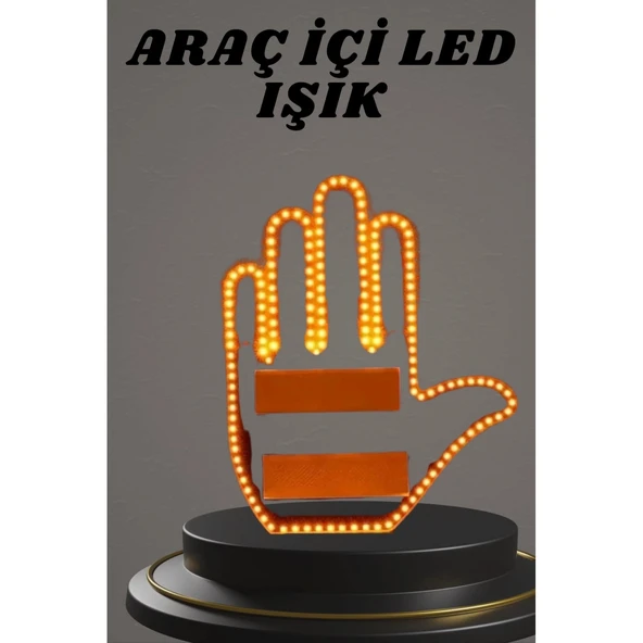 El Orta Parmak Led Kumandalı Araç İçi Reflektör Arka Cam El Simgesi ürün görseli 1