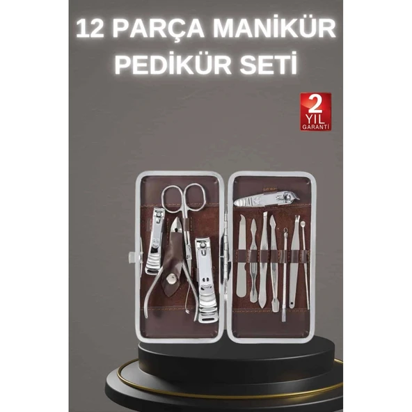 12 Parça Paslanmaz Çelik Kompakt ve Taşınabilir Manikür Makası Tırnak Makası ürün görseli 1