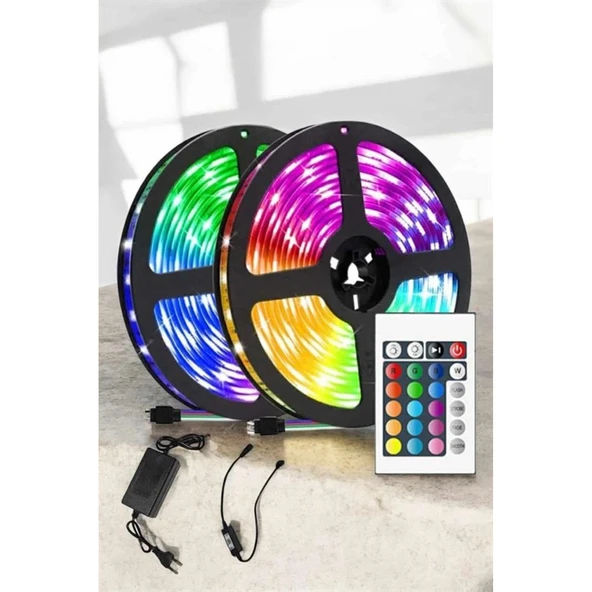 Yeni Nesil RGB Işıklı 10Metre Şerit Led Kumandalı Şarj Edilebilir ürün görseli 1