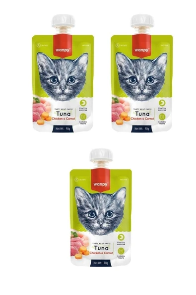 Wanpy Ton Havuç Kedi Et Ezmesi 90 Gr X 3 ürün görseli 1