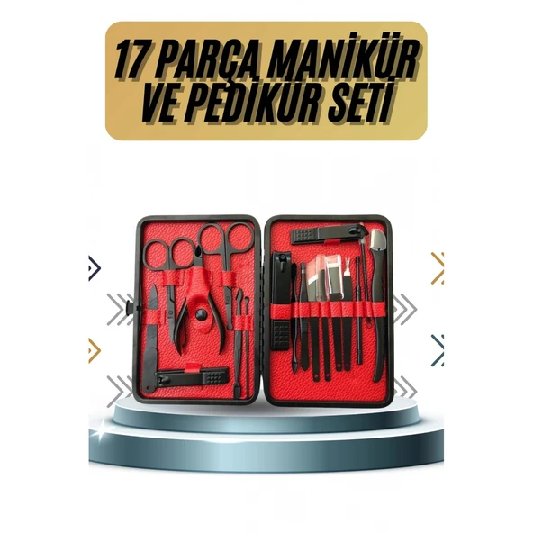 17 Parça Manikür Pedikür Seti El Ayak Bakım Seti Tırnak Makası Törpü ürün görseli 1