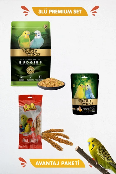 GWP 3lü Premium Set - Dal Darı Premium Muhabbet Yemi ve Yumurtalı Kuş Maması Besin Seti ürün görseli 1
