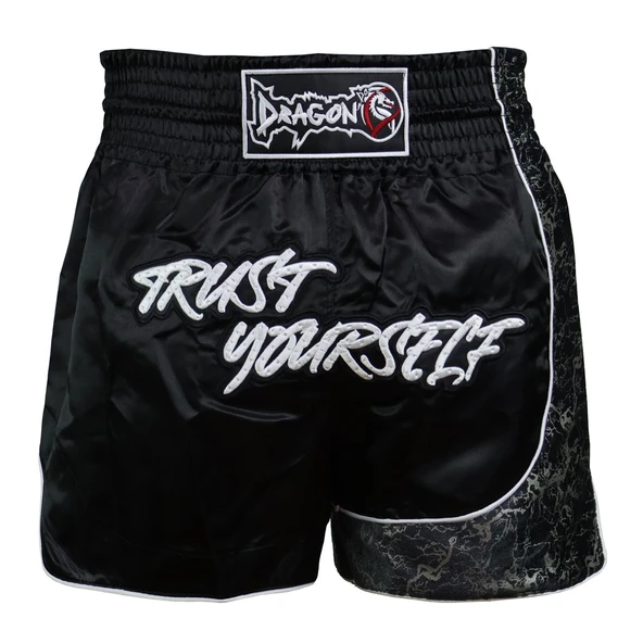 DragonDo MT3408 Trust Yourself Siyah Muay Thai Kick Boks Şortu ürün görseli 1