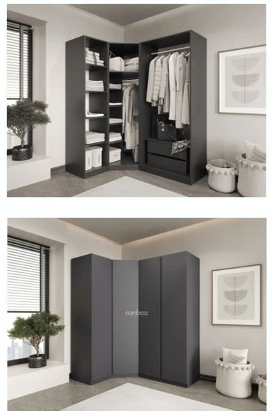 CANBAZ FURNİTURE Mira modüllü köşe 4 MDF kapaklı %100 MDF (KURULUM DAHİL) ürün görseli 1