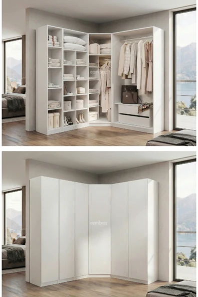 CANBAZ FURNİTURE Mira modüllü köşe 6 MDF kapaklı %100 MDF (KURULUM DAHİL) ürün görseli 1