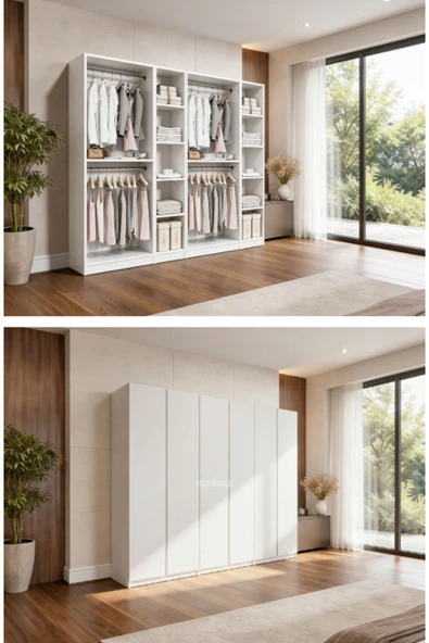 CANBAZ FURNİTURE Mira modüllü 6 MDF kapaklı %100 MDF (KURULUM DAHİL) ürün görseli 1