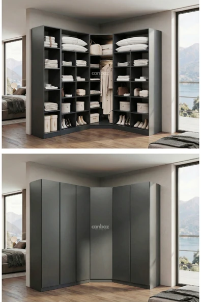 CANBAZ FURNİTURE Mira modüllü köşe 6 MDF kapaklı %100 MDF (KURULUM DAHİL) ürün görseli 1
