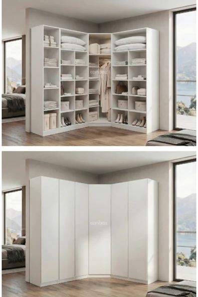 CANBAZ FURNİTURE Mira modüllü köşe 6 MDF kapaklı %100 MDF (KURULUM DAHİL) ürün görseli 1