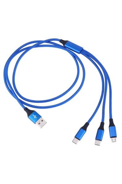 BEBTECH Üniversal üçlü 3in1 Şarj Aleti cihazı Usb data Kablosu type-c + lightning + micro ürün görseli 1