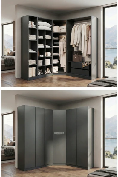 CANBAZ FURNİTURE Mira modüllü köşe 6 MDF kapaklı %100 MDF (KURULUM DAHİL) ürün görseli 1