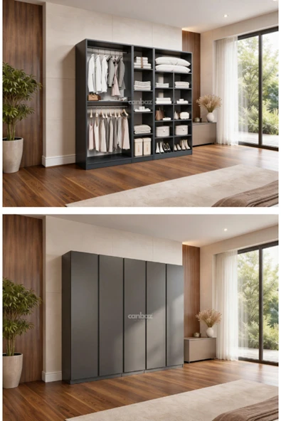 CANBAZ FURNİTURE Mira modüllü 5 MDF kapaklı %100 MDF (KURULUM DAHİL) ürün görseli 1