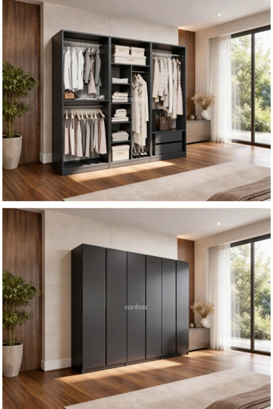 CANBAZ FURNİTURE Mira modüllü 6 MDF kapaklı %100 MDF (KURULUM DAHİL) ürün görseli 1
