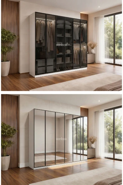 CANBAZ FURNİTURE Esla modüllü 6 cam kapaklı %100 MDF (KURULUM DAHİL) ürün görseli 1