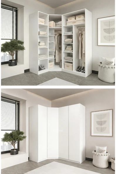 CANBAZ FURNİTURE Mira modüllü köşe 4 MDF kapaklı %100 MDF (KURULUM DAHİL) ürün görseli 1