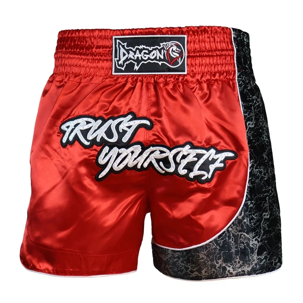 DragonDo MT3409 Trust Yourself Kırmızı Muay Thai Kick Boks Şortu ürün görseli 1
