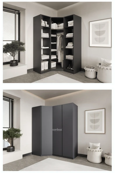 CANBAZ FURNİTURE Mira modüllü köşe 3 MDF KAPAKLI %100 MDF(KURULUM DAHİL) ürün görseli 1