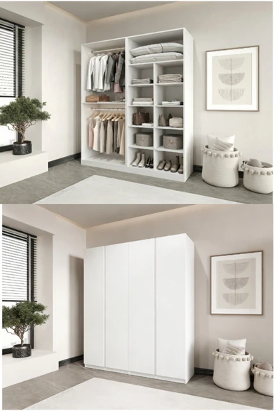 CANBAZ FURNİTURE Mira modüllü 4 MDF kapaklı %100 MDF(KURULUM DAHİL) ürün görseli 1