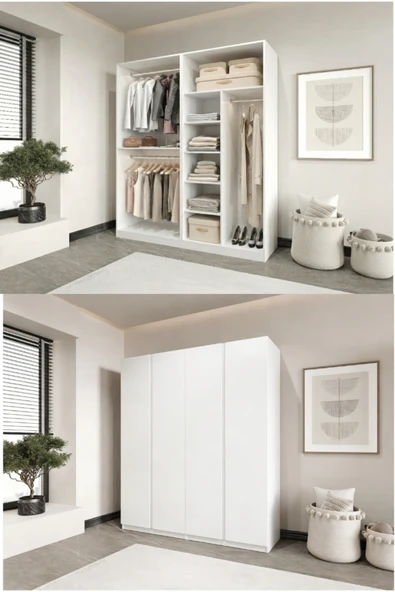 CANBAZ FURNİTURE Mira modüllü 4 MDF kapaklı %100 MDF(KURULUM DAHİL) ürün görseli 1