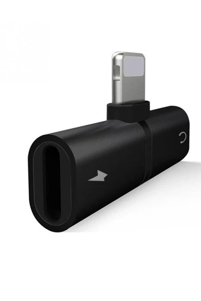 Robotekno Iphone 7 8 X Kulaklık Dönüştürücü Şarj Çoklayıcı Adaptör- Siyah ürün görseli 1