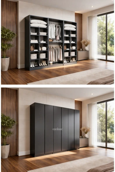 CANBAZ FURNİTURE Mira modüllü 6 MDF kapaklı %100 MDF (KURULUM DAHİL) ürün görseli 1