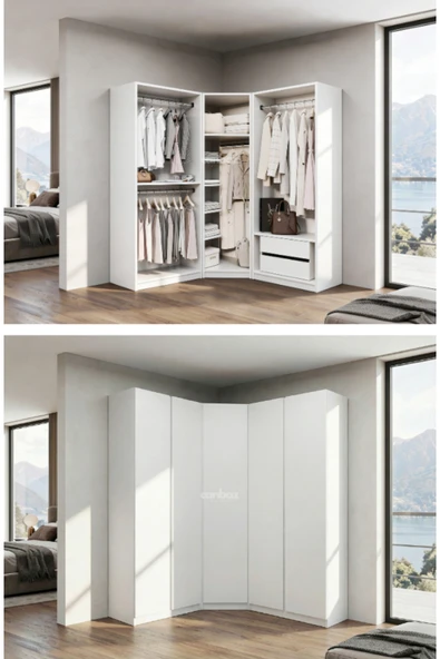 CANBAZ FURNİTURE Mira modüllü köşe 5 MDF kapaklı %100 MDF (KURULUM DAHİL) ürün görseli 1