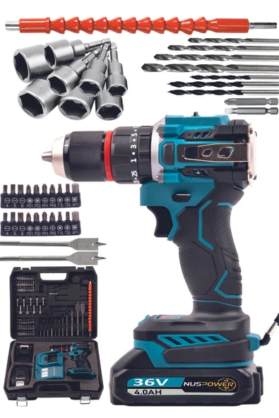 nuspower 13 MM Çift Akülü Vidalama Darbeli Şarjlı Matkap ürün görseli 1