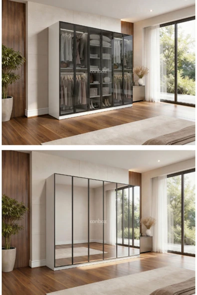 CANBAZ FURNİTURE Esla modüllü 6 cam kapaklı %100 MDF (KURULUM DAHİL) ürün görseli 1