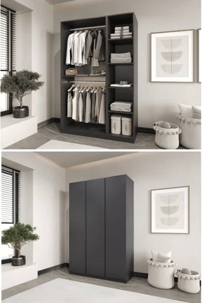 CANBAZ FURNİTURE Mira modüllü 3 MDF kapaklı %100 MDF (KURULUM DAHİL) ürün görseli 1