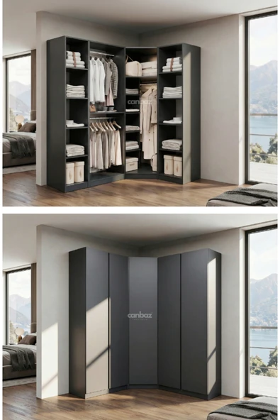CANBAZ FURNİTURE Mira modüllü köşe 5 MDF kapaklı %100 MDF (KURULUM DAHİL) ürün görseli 1