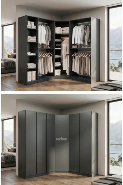 CANBAZ FURNİTURE Mira modüllü köşe 6 MDF kapaklı %100 MDF(KURULUM DAHİL) ürün görseli 1